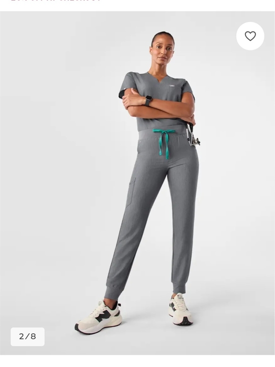 Figs Pants - Figs Gray Jogger Scrub Set Pants with Teal Drawstring Small